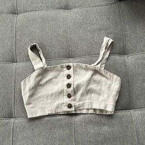 Forever 21 Cream Sleeveless Bustier Crop Top